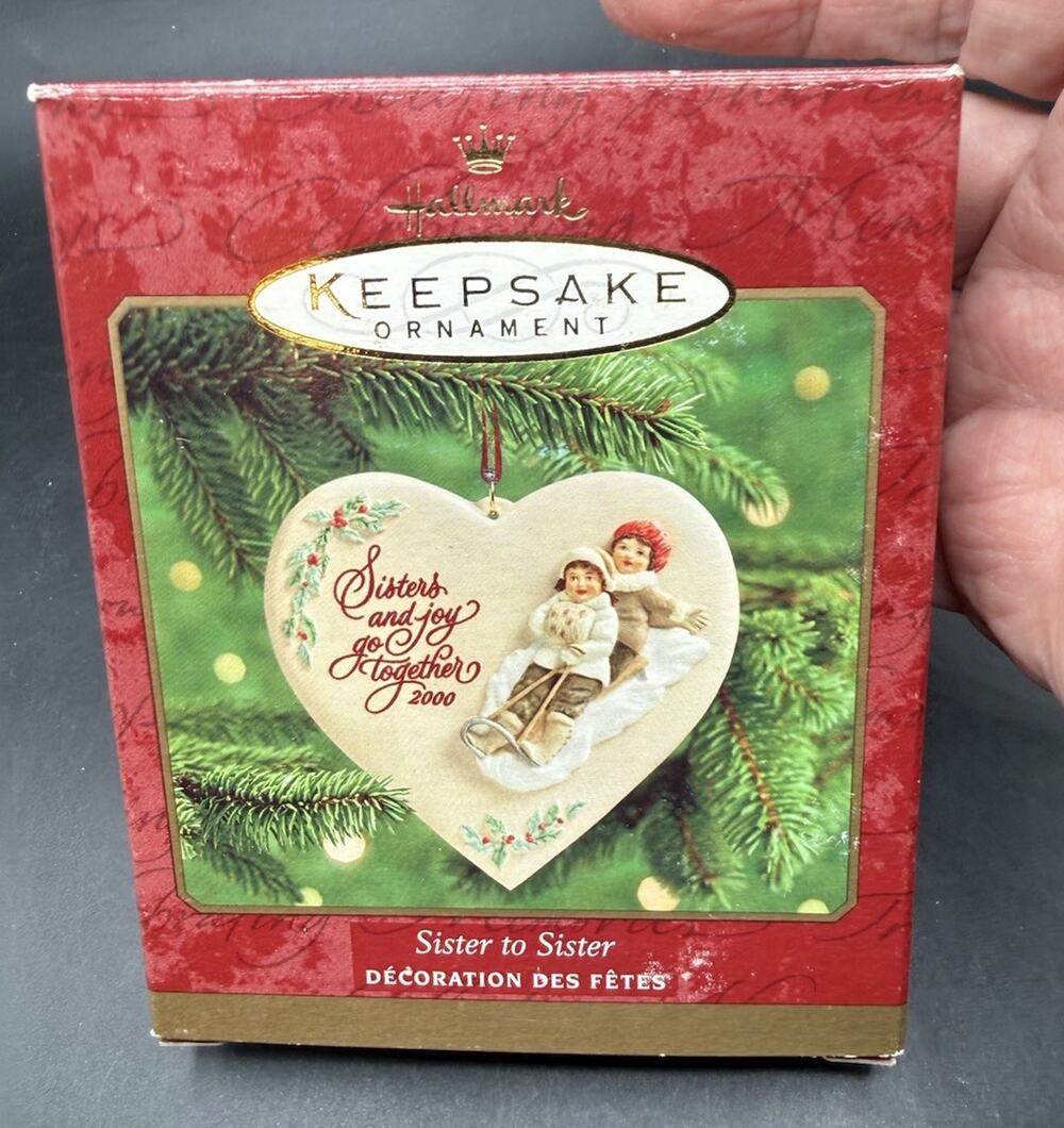 2000 Hallmark Keepsake Ornament Sister to Sister Fine Porcelain Heart MIB -31D